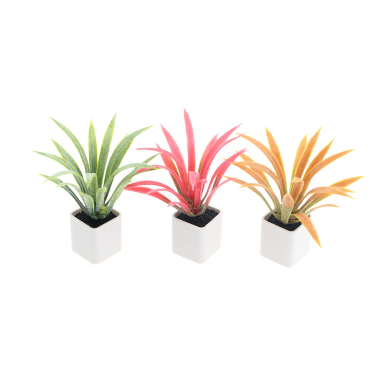 Mini Faux Pineapple Plant in Pot, 2.5" Nordic Style Artificial Bromeliad for Dollhouse Decor, DIY Scenes & Tabletop Displays