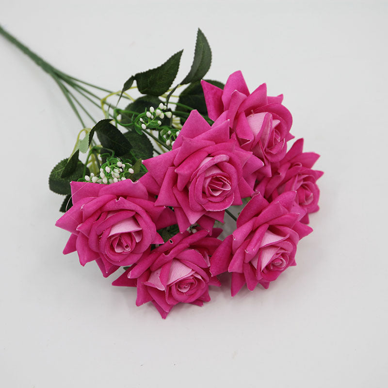 15" Artificial Silk Rose Bush with 7 Blooms, Realistic Faux Floral Arrangement for Home Decor, Weddings & Events