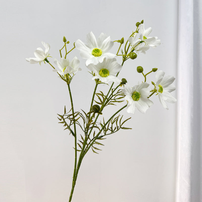 Artificial Cosmos Silk Flowers, 27" Bush with 8 Blooms, Realistic Faux Floral Arrangement for Wedding Centerpieces & Home Decor