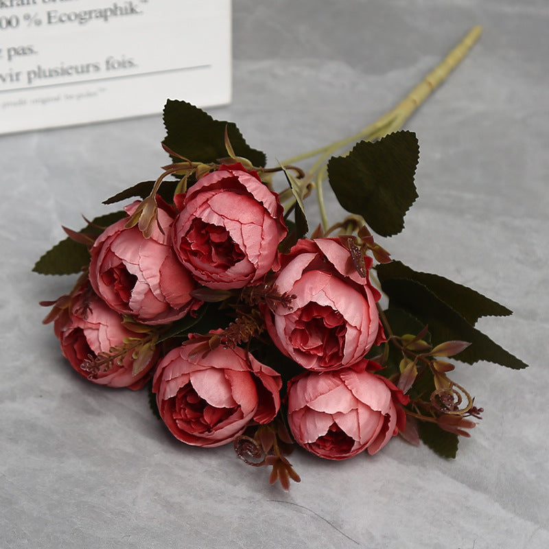 11" Realistic Peony Single Stem with 6 Blooms, Faux Silk Flower for Home Decor, Weddings & Events