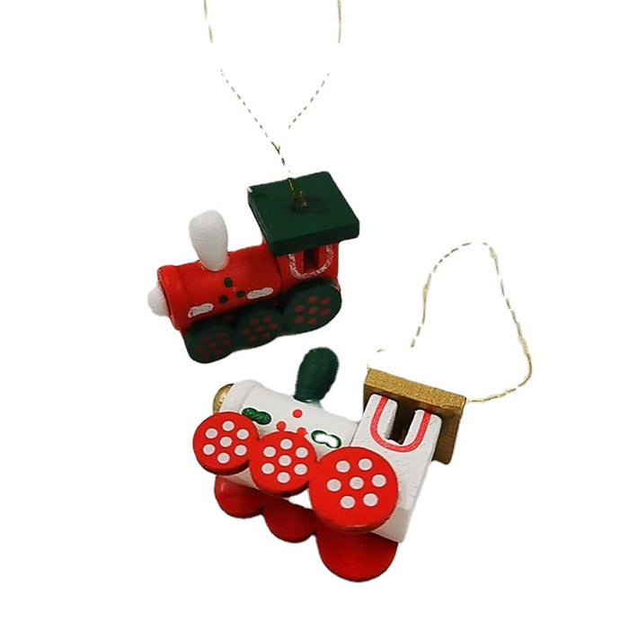 Bulk 6 Pcs DIY Christmas Train Set Toy Wooden Christmas Ornament for Arrangements Party Wholesale