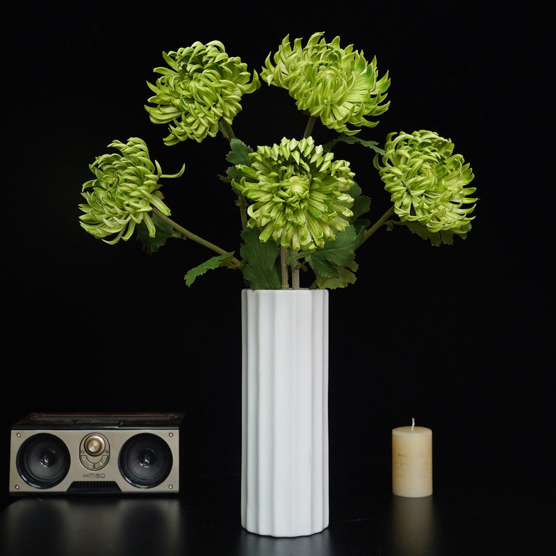Artificial Chrysanthemum Single Stem, Fall-Colored Silk-Like Flower, 23" Height with 4.5" Bloom, for Home Decor, Weddings & Seasonal Displays