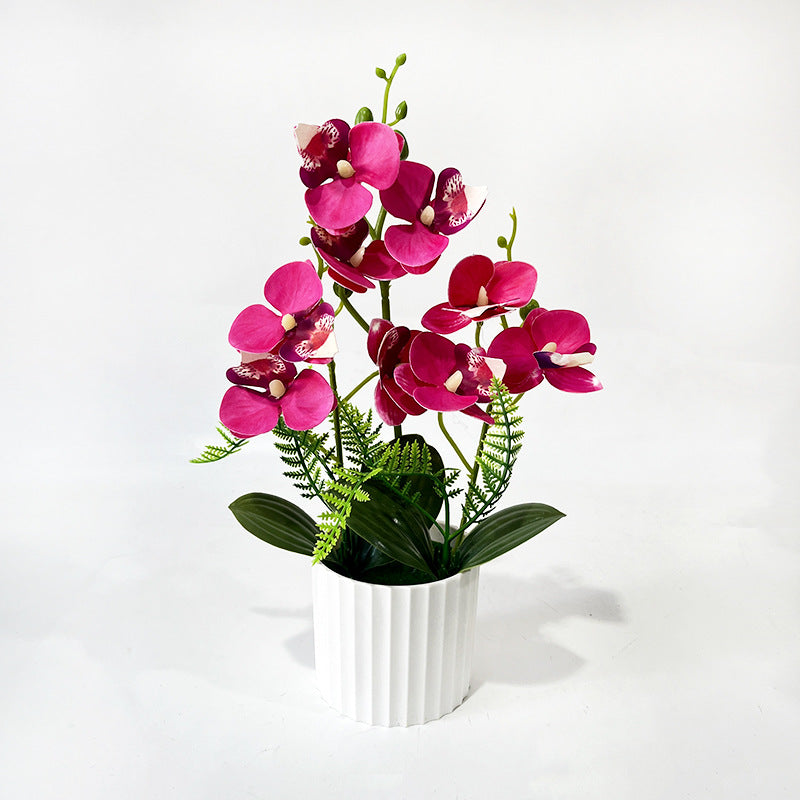 Potted Phalaenopsis Orchid with 9 Blooms, 12.4" Artificial Silk Flower Arrangement for Home Decor, Wedding & Office