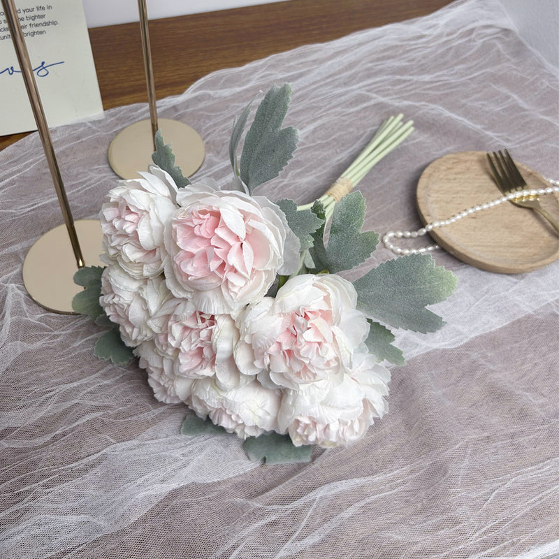 Artificial Lotus Flower Bouquet, 8-Stem Hand-Tied Bunch, 13" Tall Faux Silk Florals for Weddings, Home Decor, Centerpieces