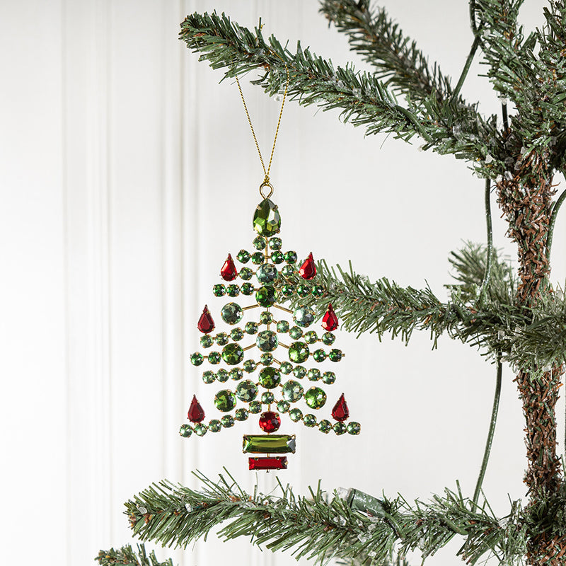 Ornements d'arbre de Noël en vrac Acrylique Rouge Vert Pierre précieuse Décoration suspendue Cadeau de Noël En gros