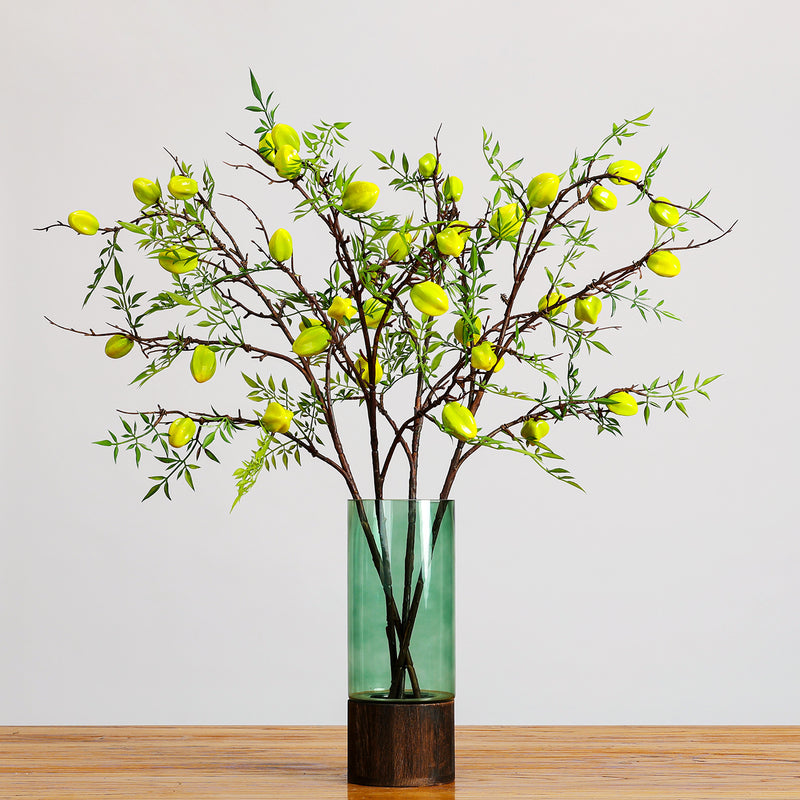 Artificial Starfruit Branch, Single Stem with Fruit and Leaves, Perfect for Home Decor and Floral Arrangements