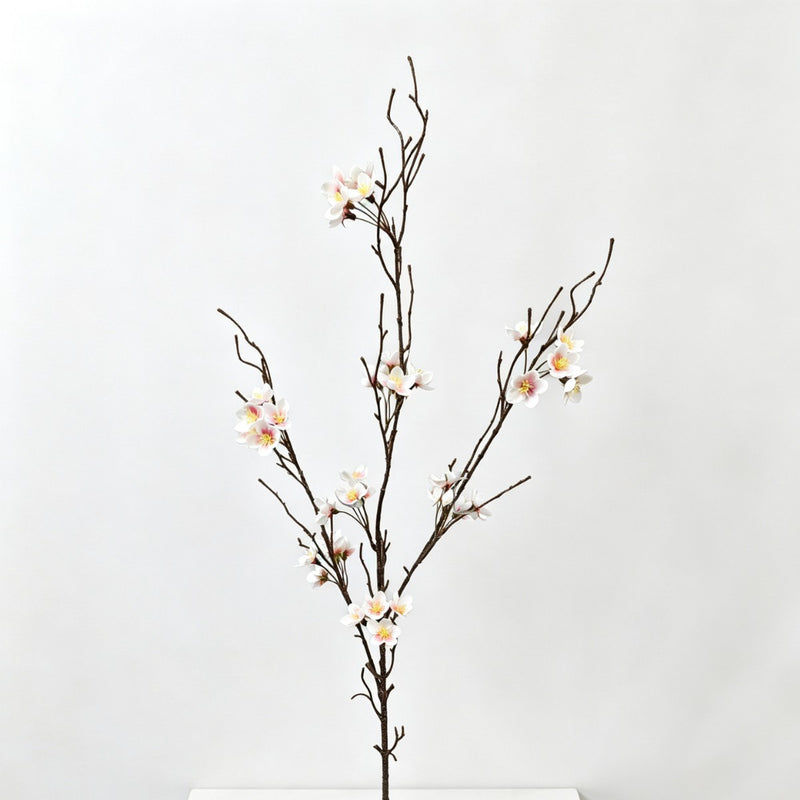 Artificial Plum Blossom Branch, 31.5" Realistic Faux Flower Stem for Wedding Decor, Home & Office Arrangements, Plastic