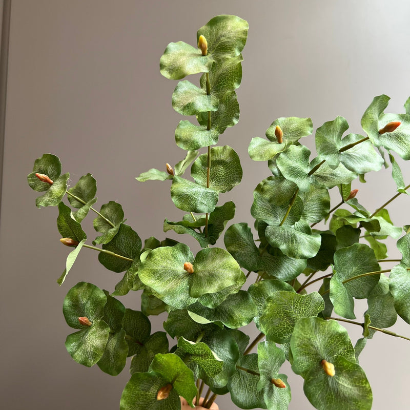 Artificial Eucalyptus Bush, 3-Prong Silver Dollar Leaf Faux Greenery for Wedding, Vase & Home Decor