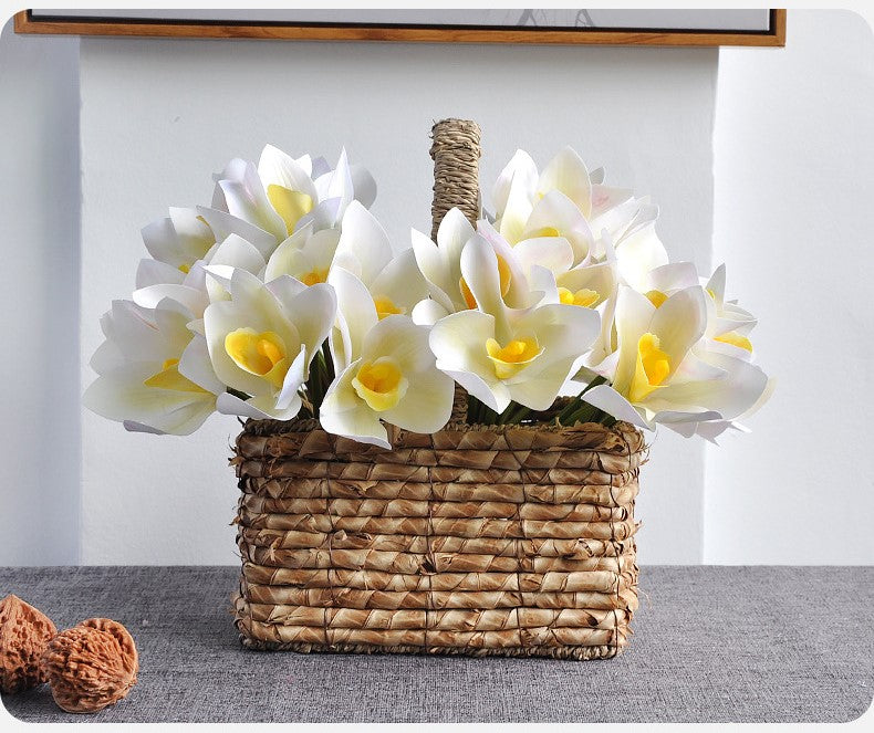 Bulk 10" Cymbidium Bouquet Real Touch Yellow Flowers Arrangement Wholesale