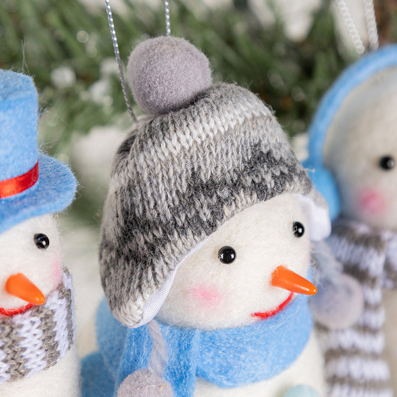 Ornement de poupée de bonhomme de neige de Noël en vrac avec écharpe, chapeau, breloques d'arbre de Noël, décorations de maison de vacances en gros