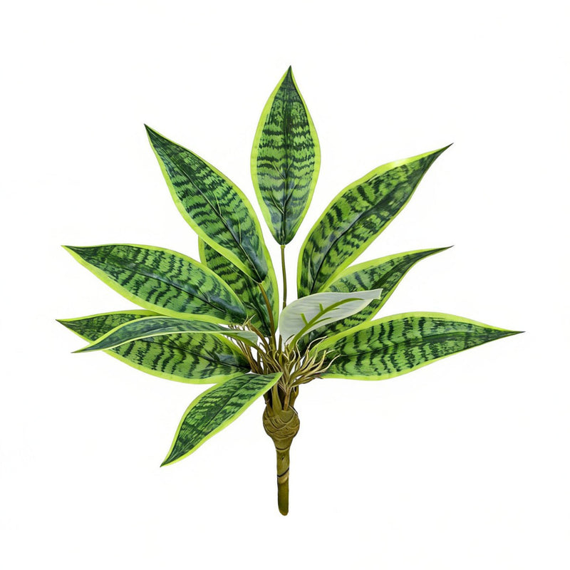 Artificial Snake Plant Bush with 12 Leaves, 16" Tall Faux Sansevieria for Home Office Decor, Wedding & Commercial Spaces