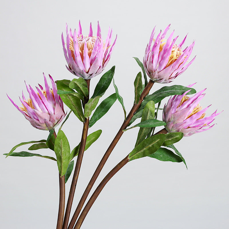 Single Stem Faux Protea Flower, 22" Tall, Plastic, for Home Decor, Weddings, and Events