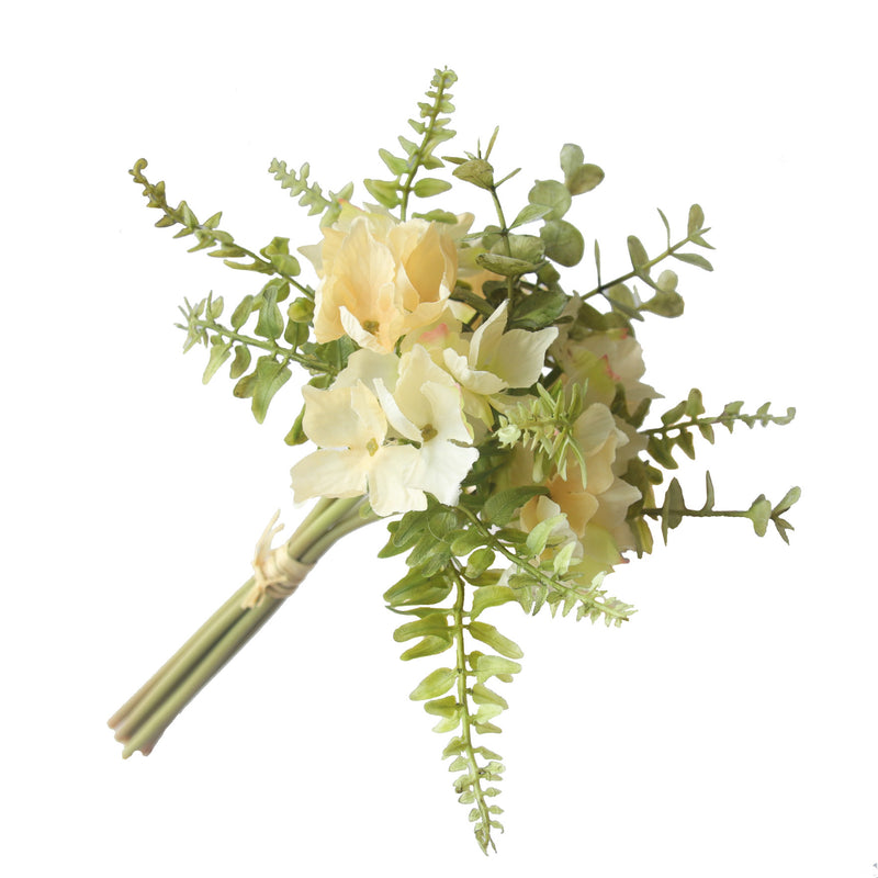 Artificial Hydrangea & Eucalyptus Bouquet, 13" Rustic Farmhouse Floral Arrangement for Weddings, Home Decor, Centerpieces