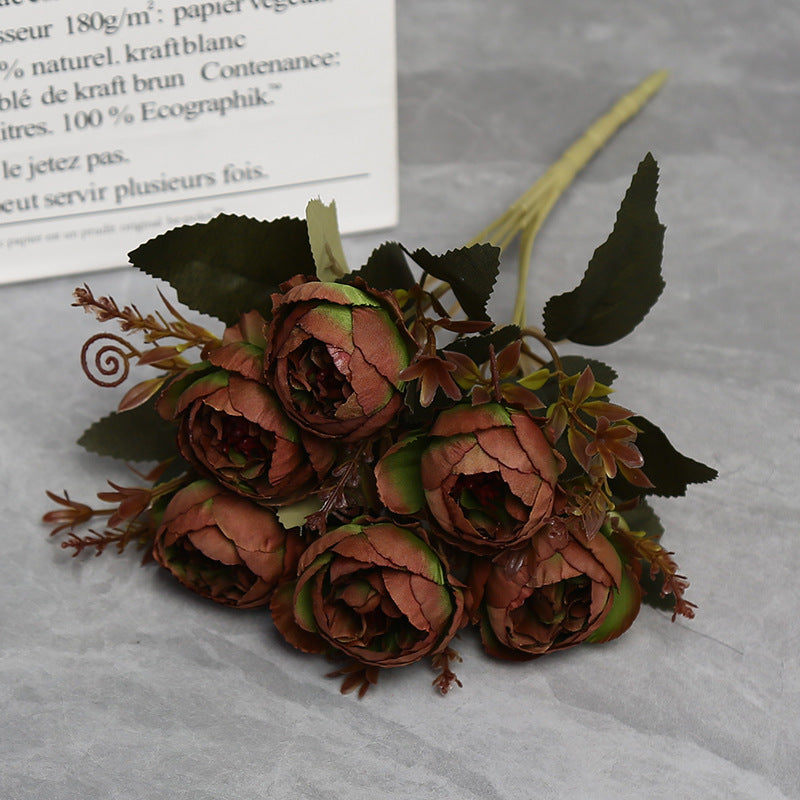 11" Realistic Peony Single Stem with 6 Blooms, Faux Silk Flower for Home Decor, Weddings & Events