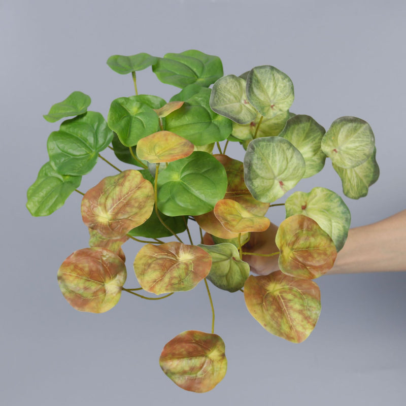Artificial Mirror Leaf Pothos Bush, 12 Leaves, Plastic Greenery Stem for Vases, Home Decor, Weddings & Hotel Displays