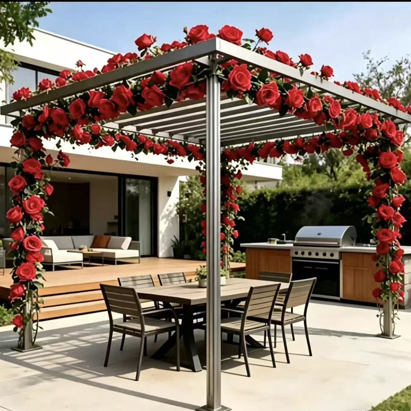Artificial Rose Garland, 47" Long with 45 Blooms, Plastic Faux Flower Vine for Weddings, Home Decor, and Events