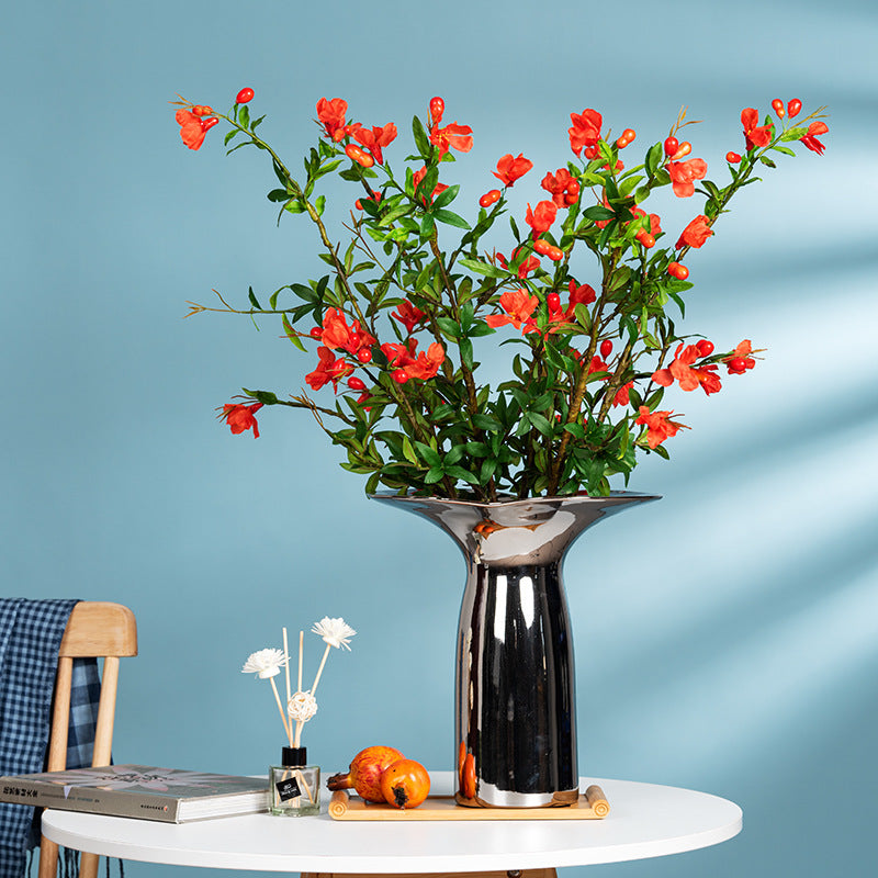 Single Stem Artificial Pomegranate Flower, 31" Tall, 13 Blooms, Rustic Home Decor, Wedding & Event Styling, Indoor Use