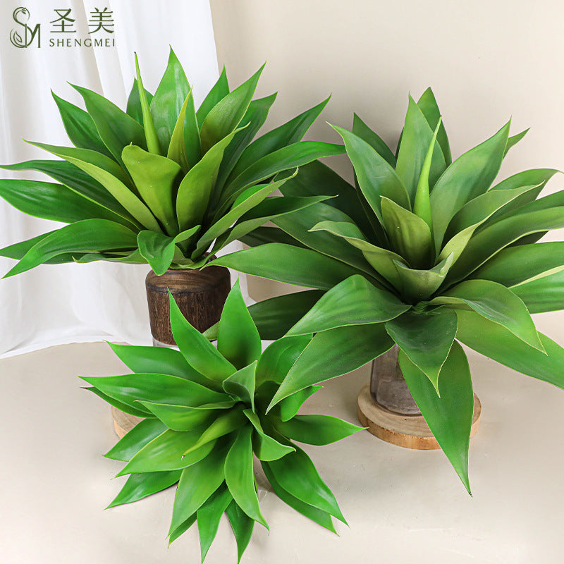 Artificial Agave Plant Single Stem, 18" Tropical Faux Greenery for Home Office Decor, Scandinavian & Boho Style, 22 Leaves