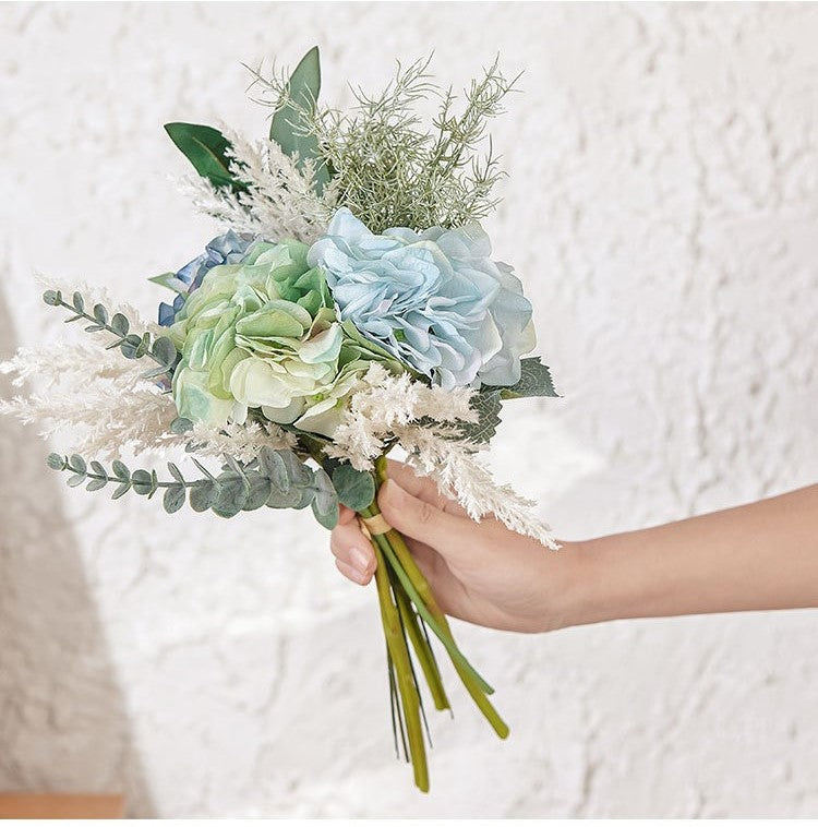 Bouquets de fleurs artificielles en vrac Arrangement de fleurs mixtes d'hortensias en gros 