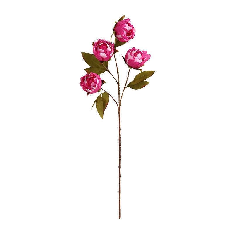 Peony Bush with 4 Blooms, 28.7" Silk-Like Artificial Flowers for Wedding Decor & Home Styling, Indoor/Outdoor Use