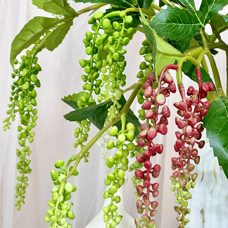 Single Stem Artificial Mountain Trail Vine with 6 Berries, 32" Latex Real-Touch Foliage for Wedding Decor & Home Styling