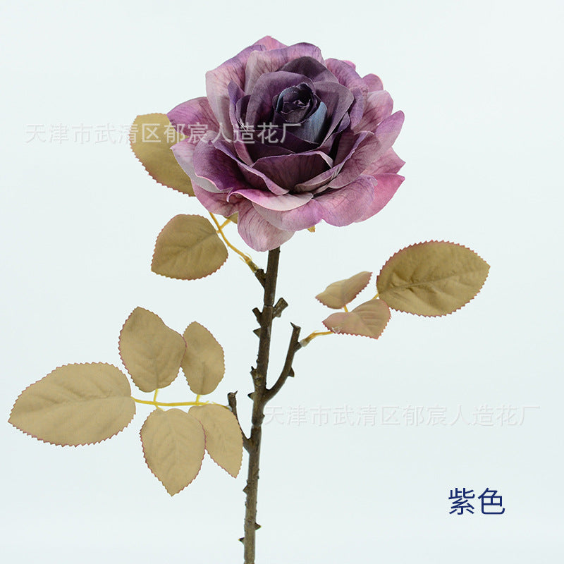 3 Stem Faux Silk Rose, 12" Flower Head, 19" Overall Length, Perfect for Weddings, Home Decor, and Events