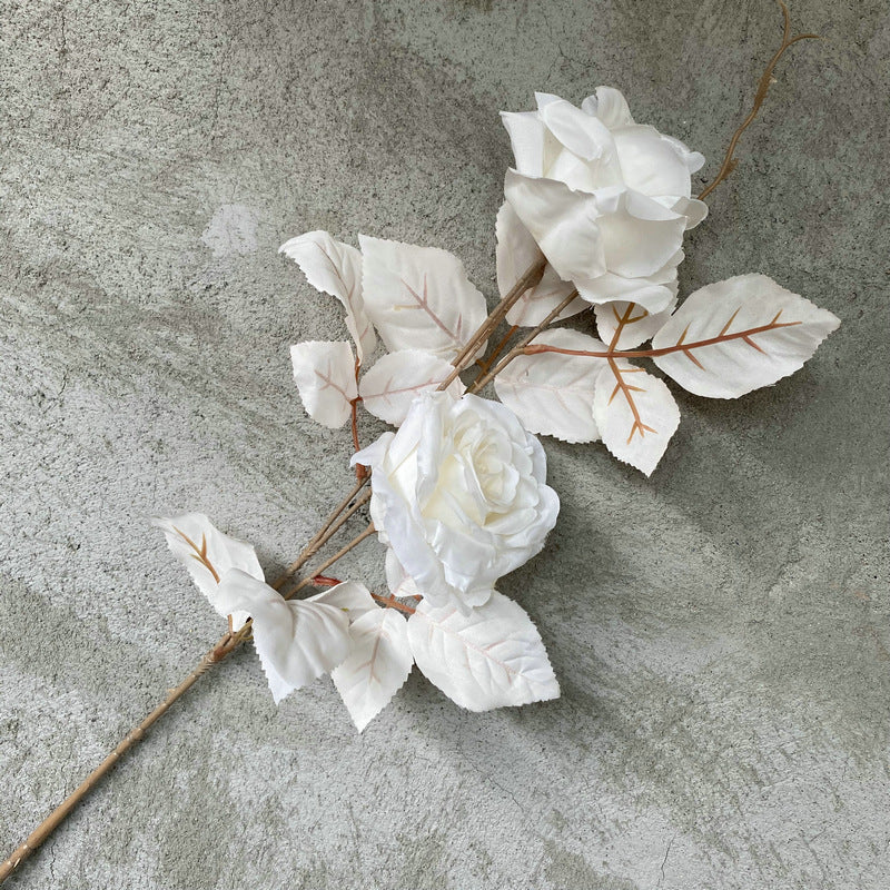 Artificial Alice Rose Stem, Single Stem with 2 Blooms, 31" Long, Silk-Like Fabric, for Weddings & Home Decor