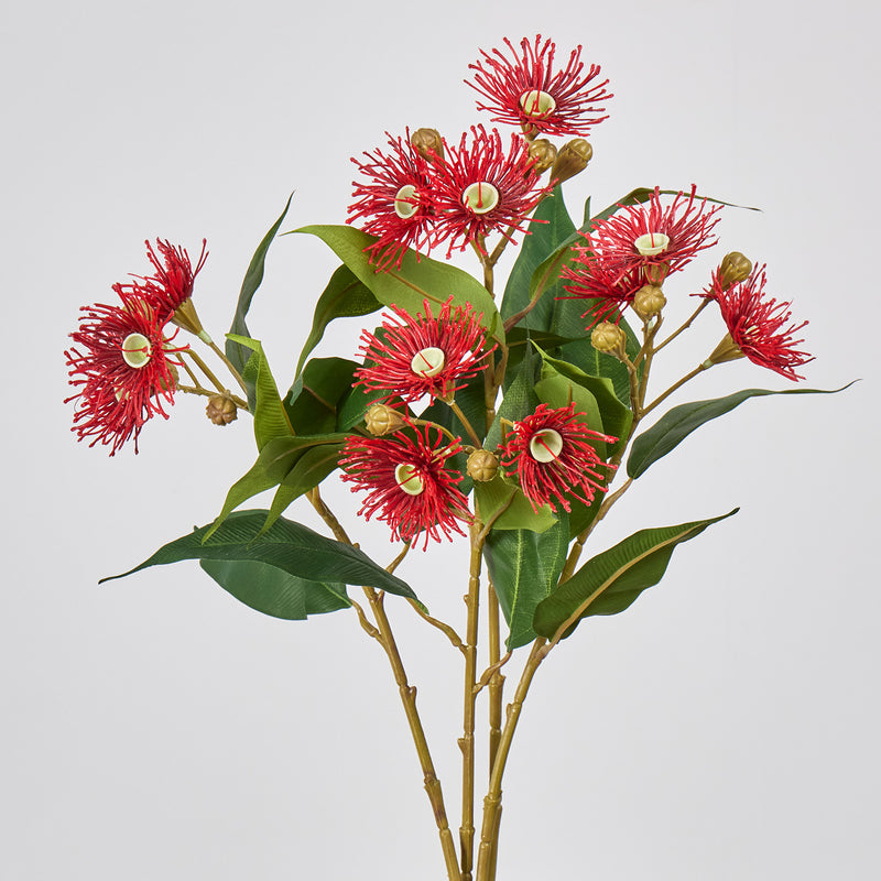 Single Stem Artificial Flower with 3 Blooms, Wild Grass & Eucalyptus, 19" Long, Perfect for Home Decor, Weddings & Events