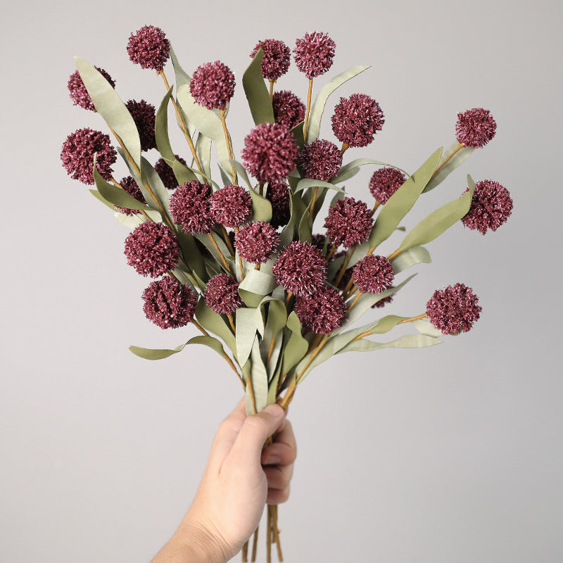 Artificial Chrysanthemum Bush with 6 Blooms, 16.5" Faux Silk Ball Flowers for Fall Home Decor, Weddings & Events
