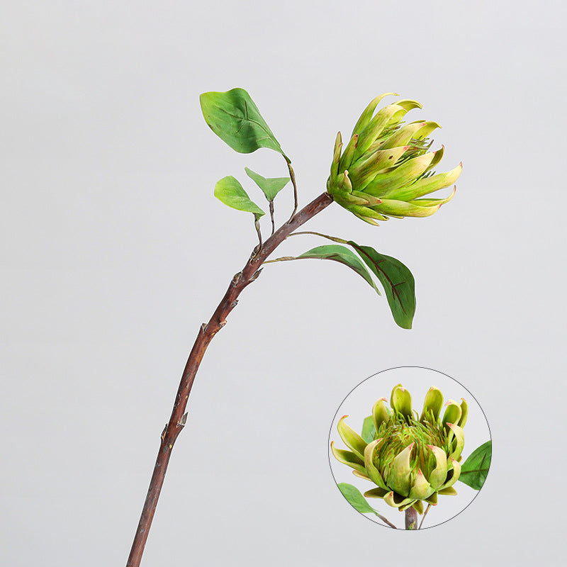 Artificial Protea King Single Stem, 25" Silk-Like Faux Flower for Wedding Centerpieces & Home Decor, Allergy-Friendly