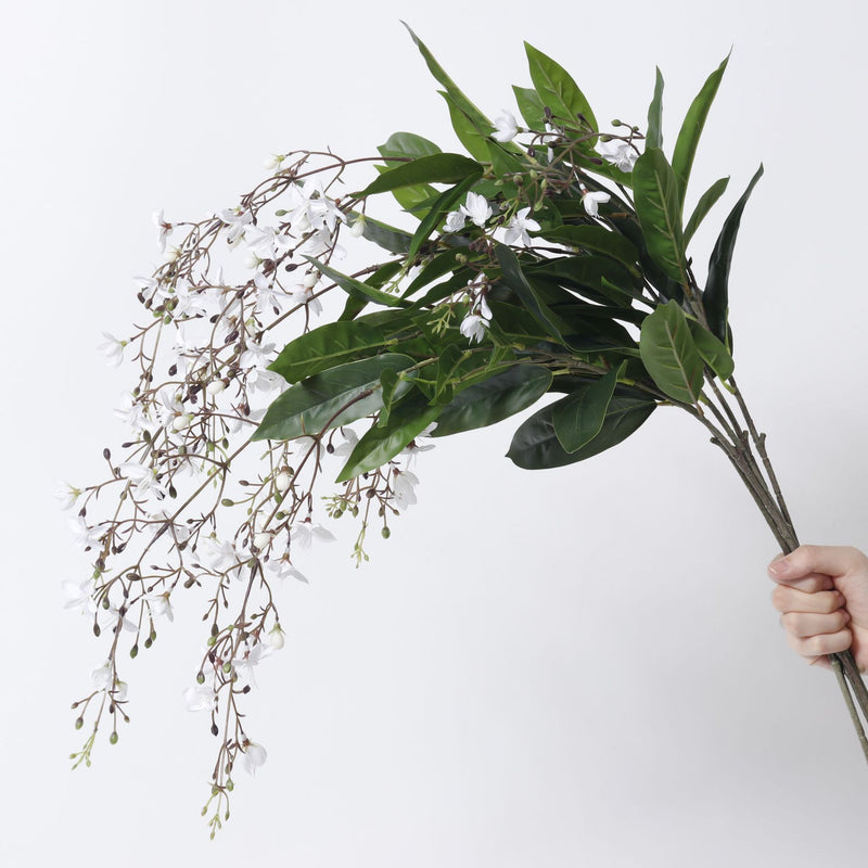 Artificial Jasmine Bush, Long Trailing Faux Jasmine Branches with PU Blooms, Indoor Floor Vase Filler for Wedding, Home Decor