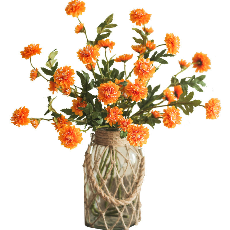 Icelandic Daisy Artificial Flowers, 20" Realistic Silk Bush for Home Decor, Weddings, Outdoor Events, Set of 8 Blooms, Bendable Stems, Allergy-Friendly (Champagne/Orange/Red/Yellow)