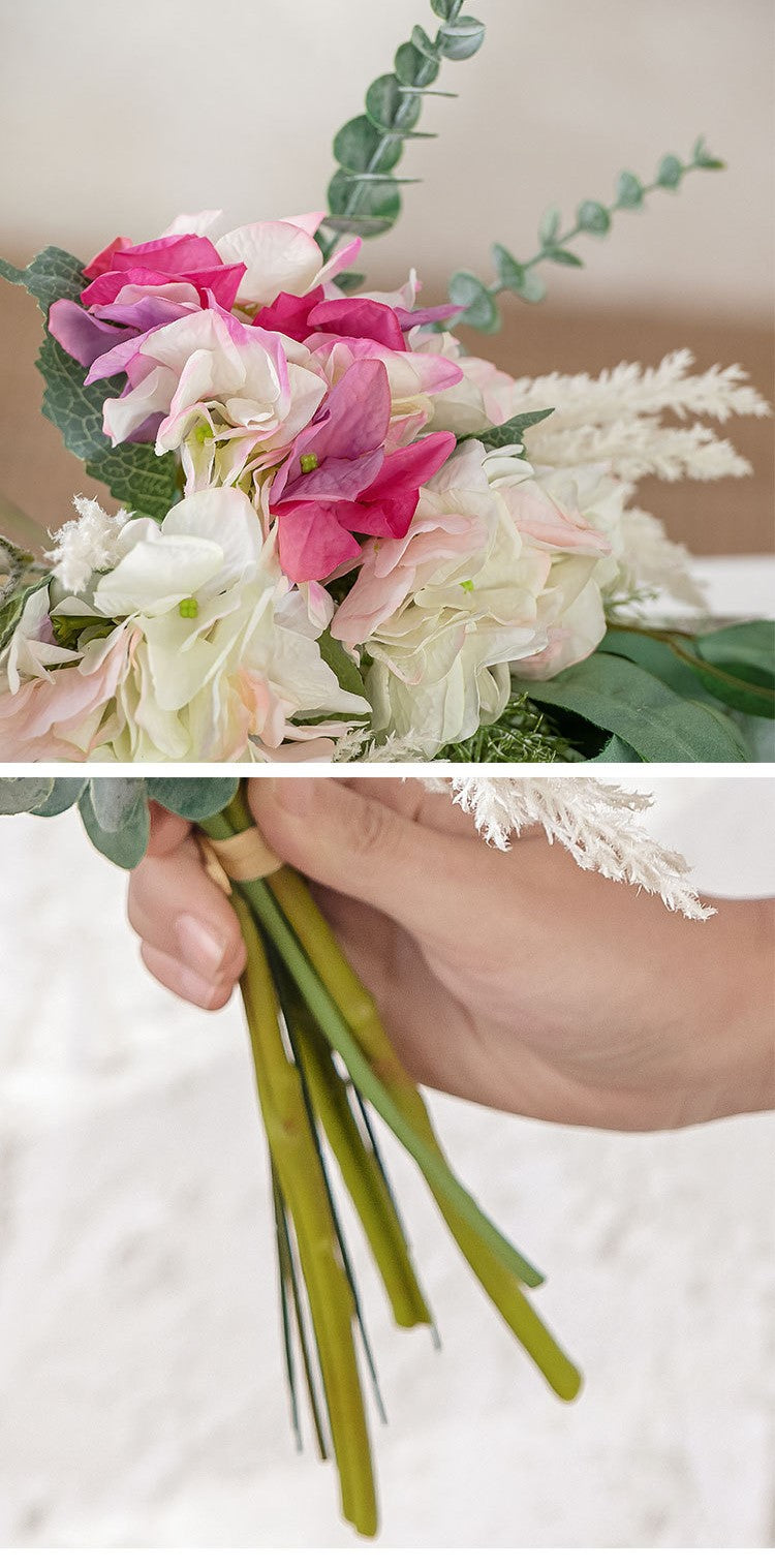 Bouquets de fleurs artificielles en vrac Arrangement de fleurs mixtes d'hortensias en gros 