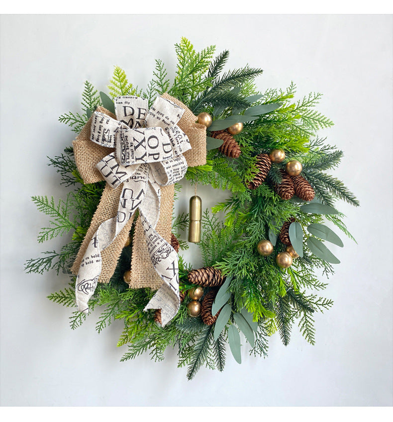 Christmas Pinecone Bell Wreath, 18" Rustic Holiday Door Hanging Decor, Farmhouse Christmas Garland for Front Door, Mantel & Holiday Parties