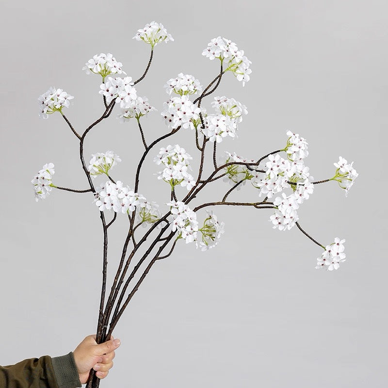 36" Artificial Pear Blossom Bush with 6 Blooms, Silk-Like Faux Flowers for Weddings, Home Decor, and Events
