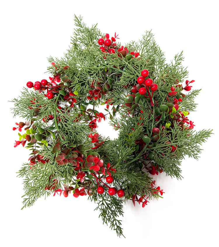 Artificial Eucalyptus Garland with Red Berries & Juniper Pine Needles, Trailing Vine, Christmas Holiday Greenery Decor