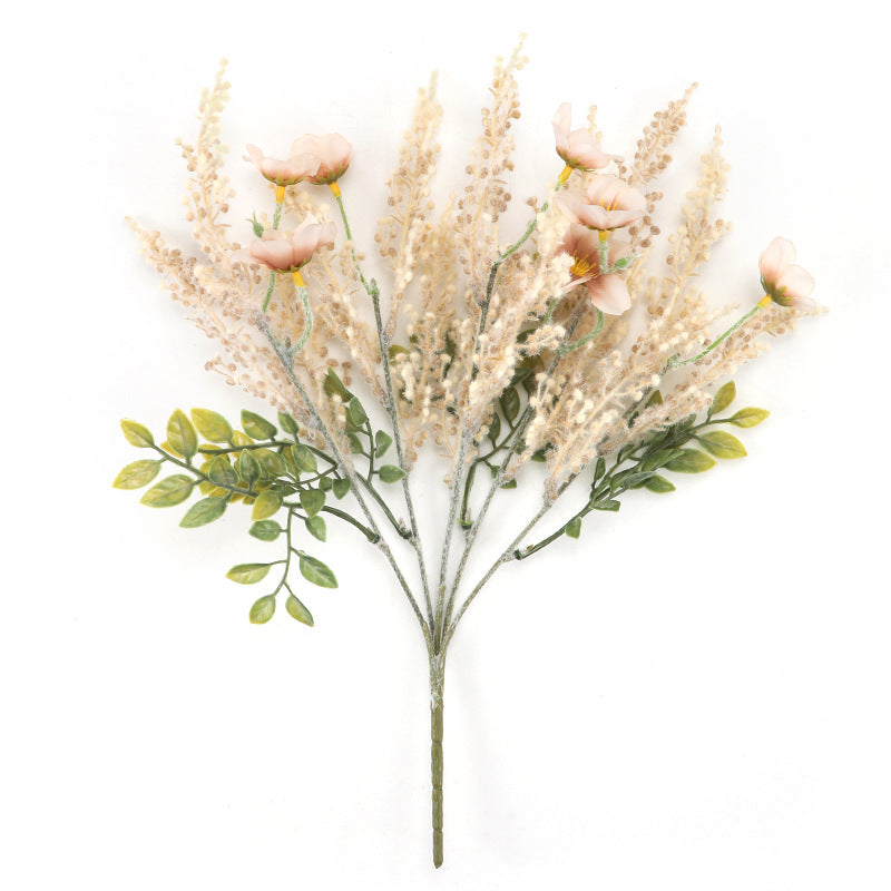 Artificial Wildflower Bush with 7 Blooms, Silk-Like Fabric, 14" Height, Perfect for Home Decor, Weddings, and Events
