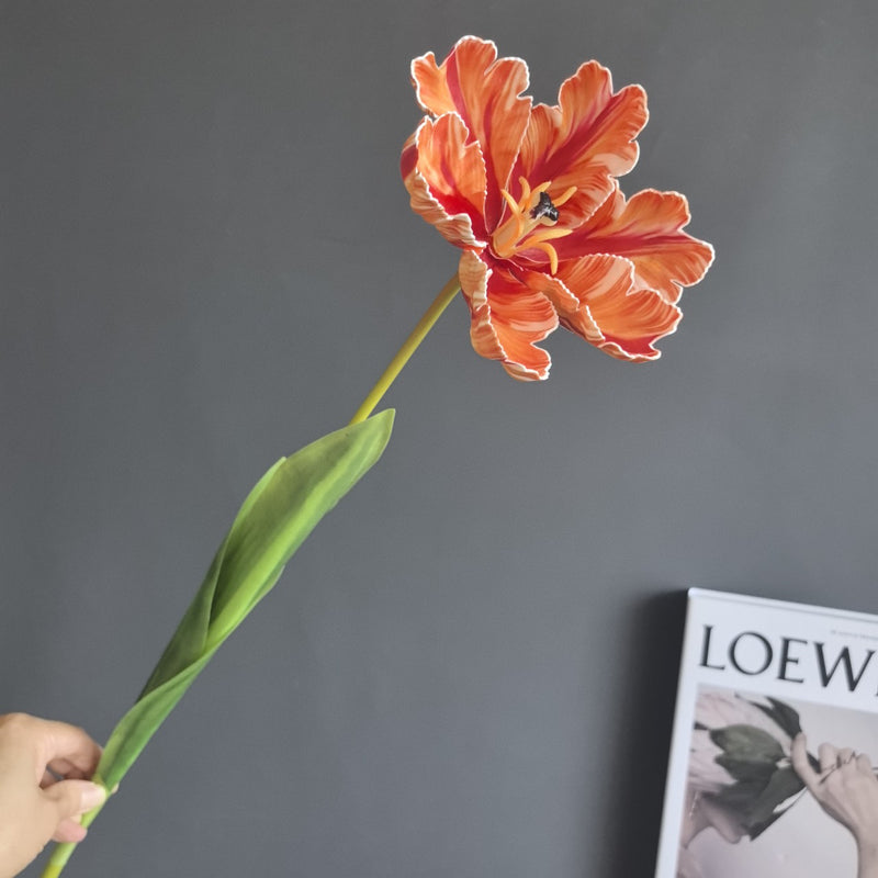Single Stem Retro Tulip Artificial Flower, 27", Realistic Latex, Indoor/Outdoor Use, Wedding, Home Decor