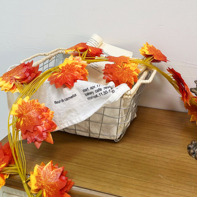 Artificial Maple Leaf Garland Vine, 12 Pack Fall Leaf Vines with 372 Faux Silk Leaves, Autumn Decor for Mantel, Wedding & Thanksgiving