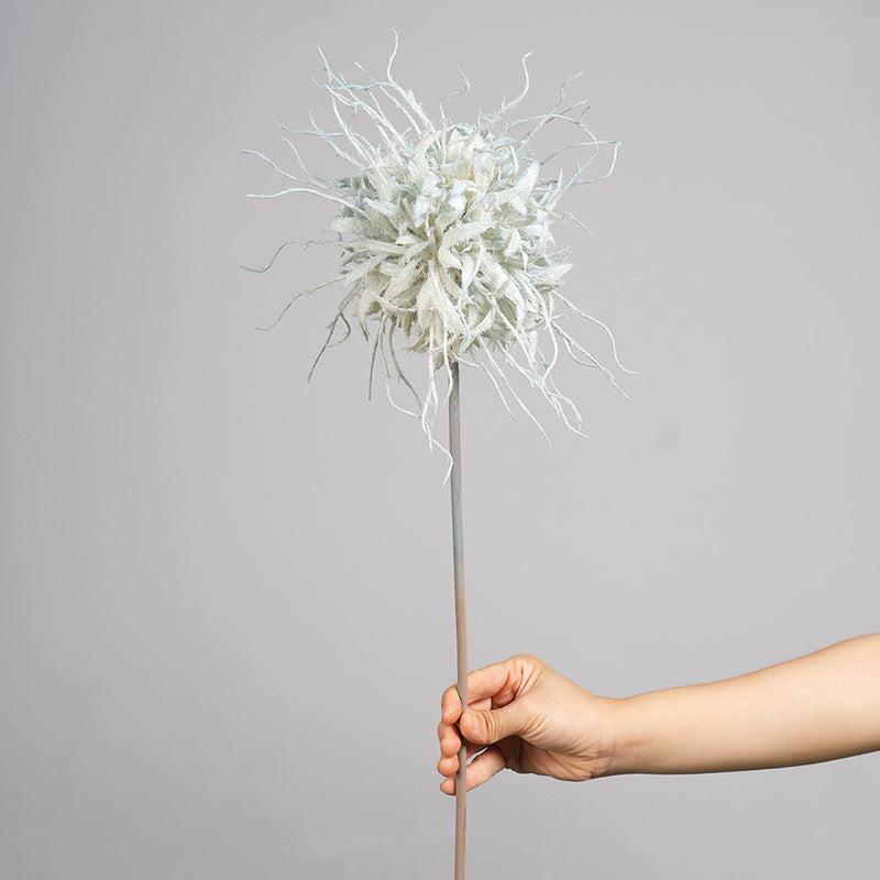Artificial Lightning Ball Flower Stem, 10" Bloom on 30" Single Stem, Faux Silk Floral for Weddings, Home & Event Decor
