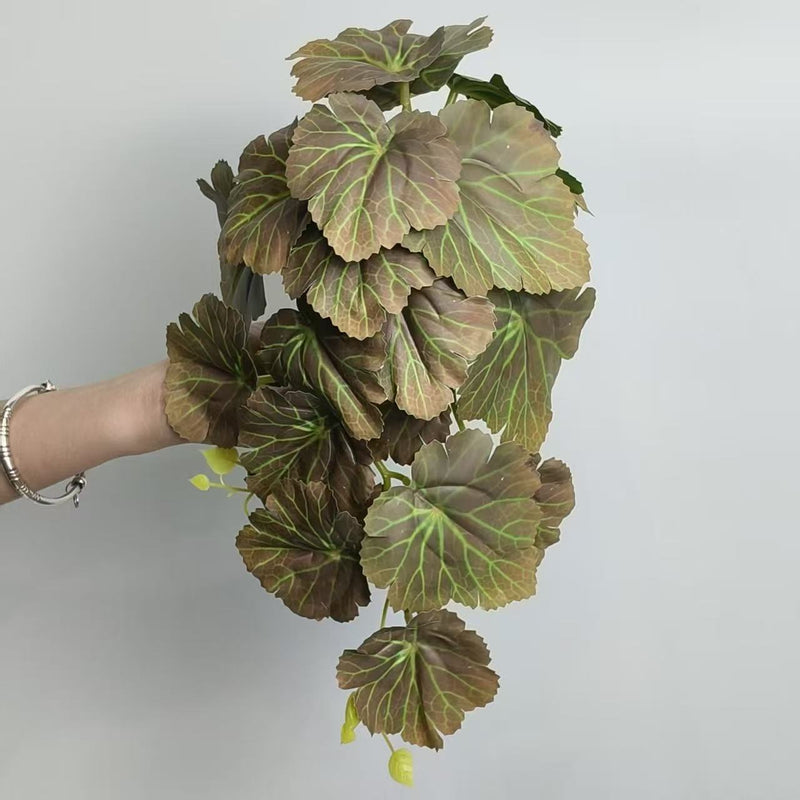 Single Stem Begonia Leaf Artificial Greenery, 12 Inches, Plastic, for Home & Commercial Decor