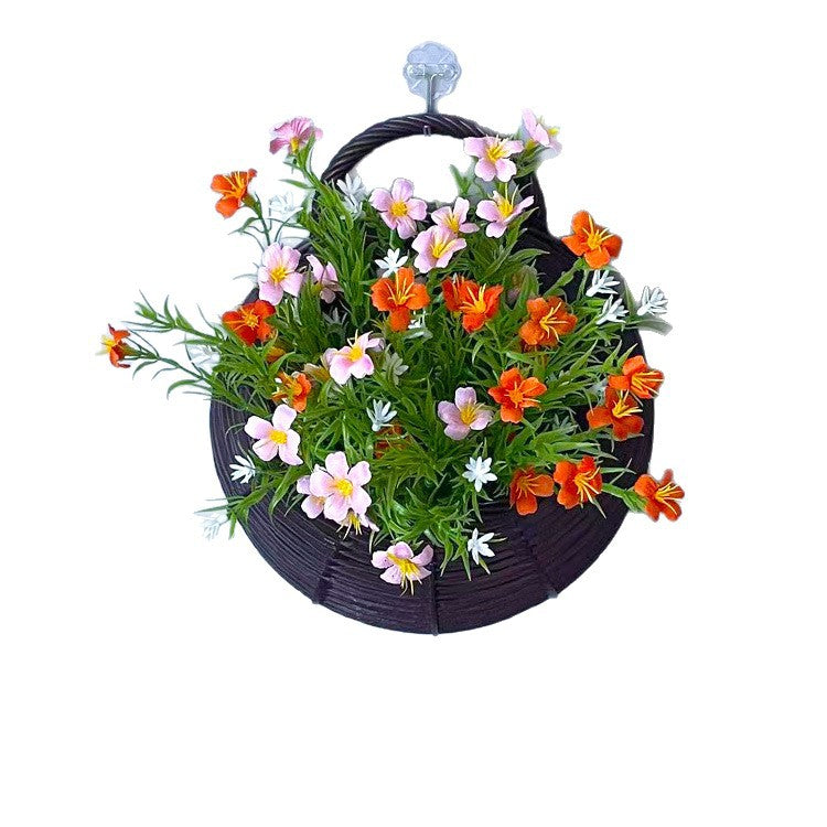 Artificial Baby's Breath & Daisy Wall Hanging Nest Basket, 10" Height, Silk & Plastic Combo, Nordic Style Home Decor for Living Room, Wedding, Office