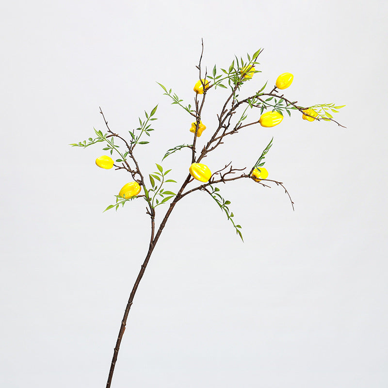 Artificial Starfruit Branch, Single Stem with Fruit and Leaves, Perfect for Home Decor and Floral Arrangements