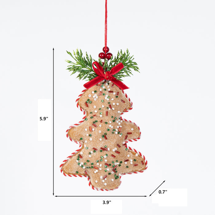 Bulk Christmas Ornaments Non-woven Xmas Tree Star with Red Bow Pendant Xmas Scene Decor Wholesale
