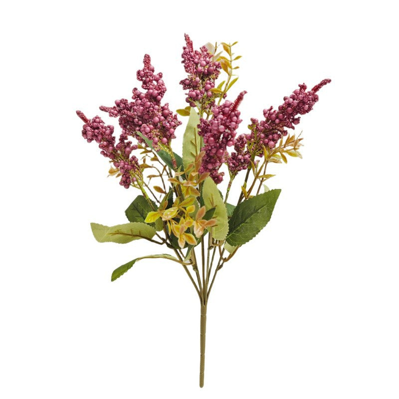 Artificial Wild Berry Bush with 7 Blooms, 16" Foam-Based Faux Florals for Home Decor, Wedding Centerpieces & Commercial Displays