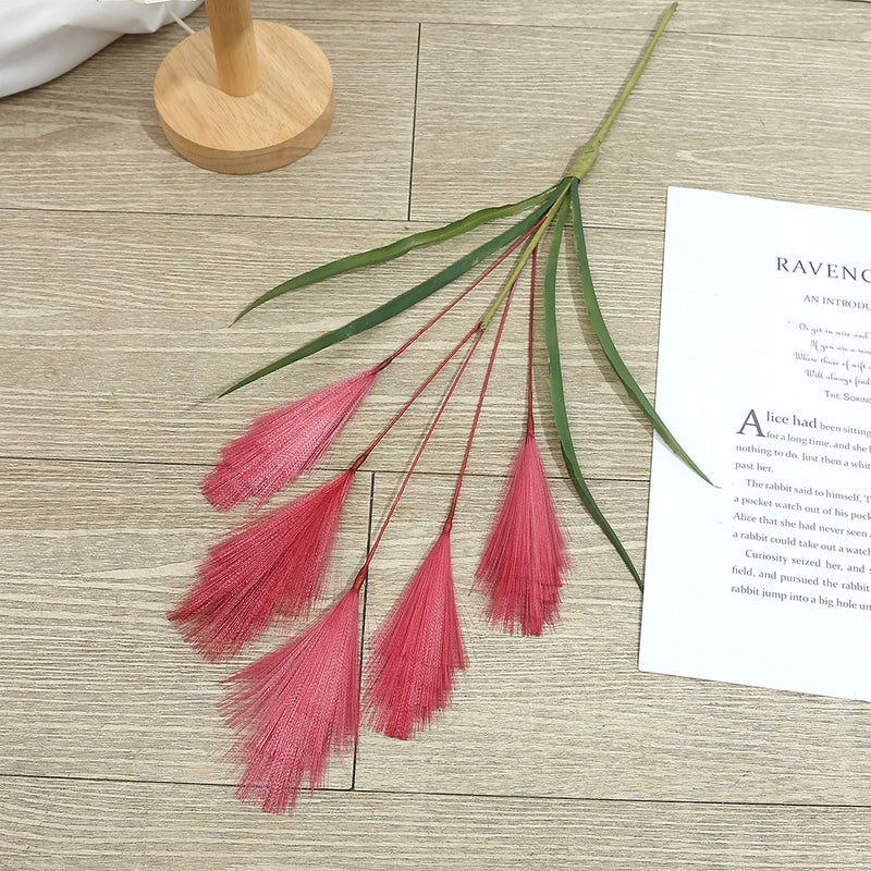 20" Artificial Pampas Grass Single Stem, Faux Silk Feather Reed for Wedding Decor & Modern Home Styling