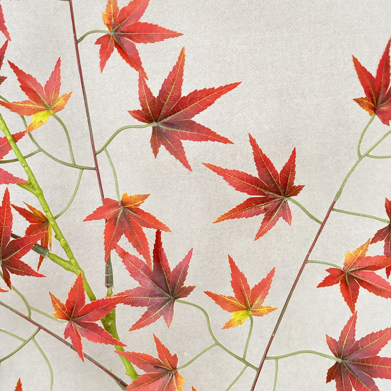 Artificial Maple Leaf Stem, Single Fall Foliage Branch 43" Tall, Silk-Like Fabric for Wedding Decor, Home & Office