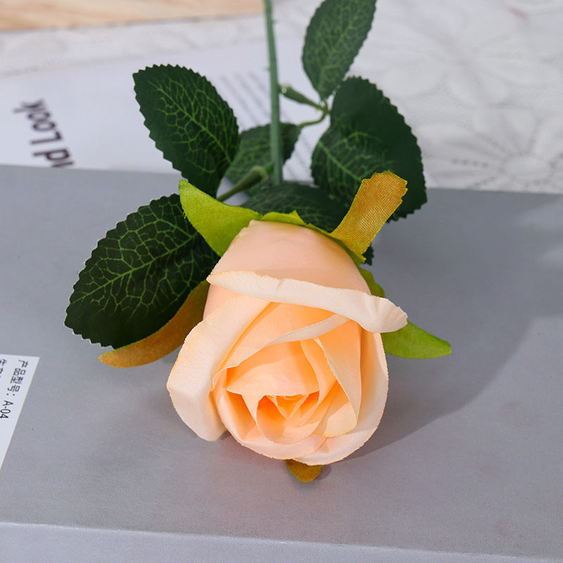 Artificial Rose Single Stem, Faux Silk Snow Mountain Rose with Bendable Stem, Wedding Bouquet & Home Decor