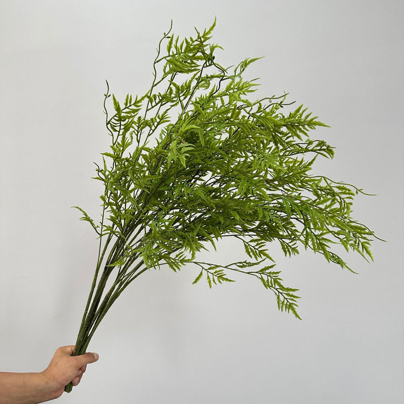 Artificial Persian Fern Bush, Faux Greenery Stem with Boston & Maidenhair-Style Fronds, Tall Soft Plastic, for Home, Wedding & Event Decor