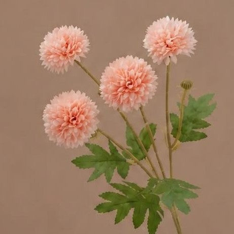 Autumn Dandelion & Chrysanthemum Bush, 4-Bloom Artificial Flower Arrangement for Home Decor, Weddings, and Events